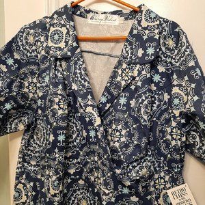 Cherry Velvet Plus 2X blue pattern dress with sleeves